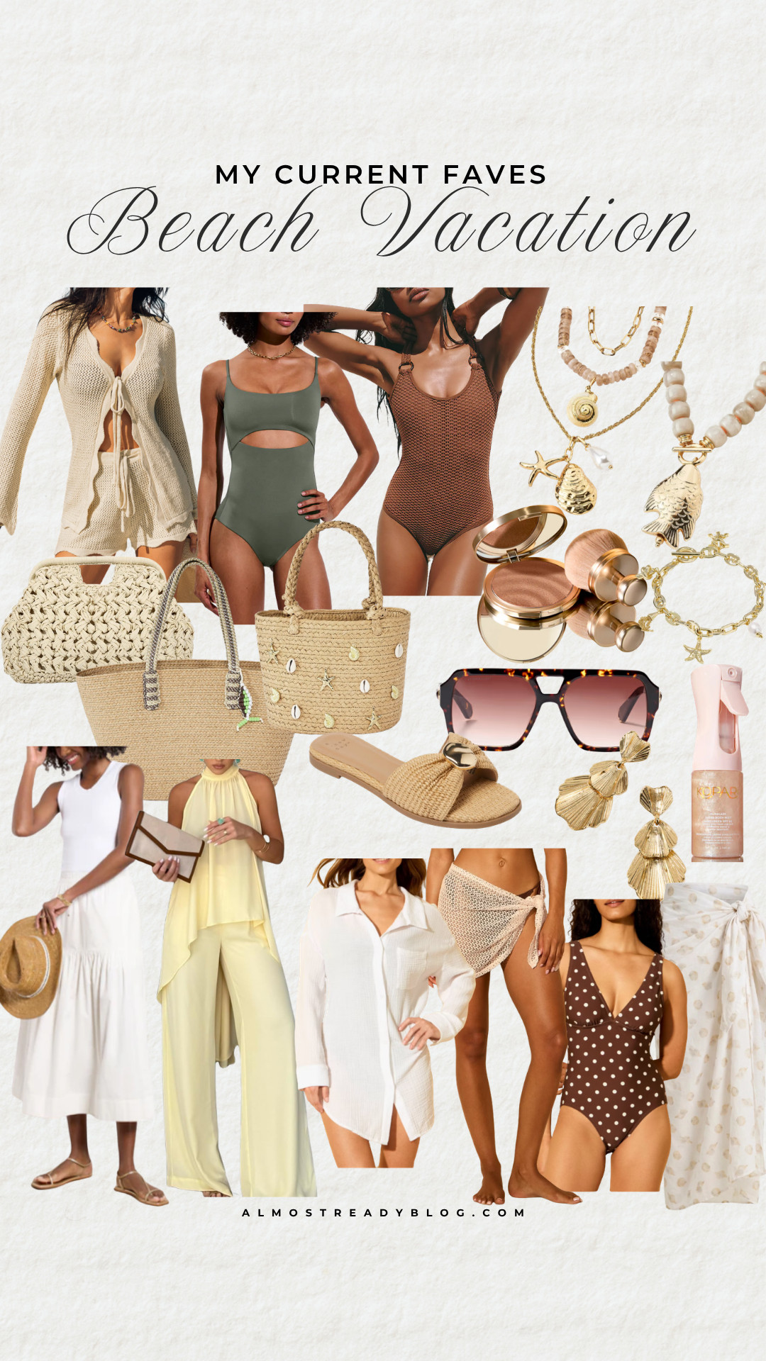 Beach vacation, resort wear, tropical getaway outfit, chic beach vacation, coastal summer style, one piece swimsuit, beach coverup, straw tote, raffia sandals, beach accessories, vacation jewelry, resort fashion, swimwear, beach dress, poolside outfit

#LTKSwim