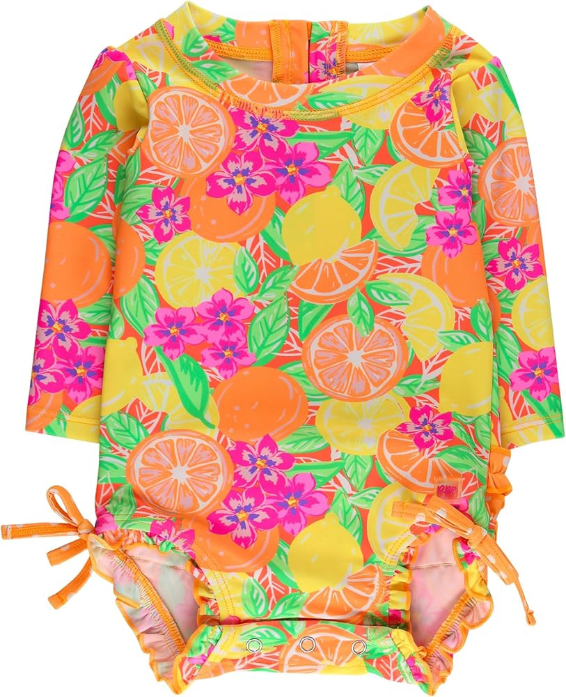 RuffleButts Baby Girls UPF 50+ Sun Protection Floral Printed Long Sleeve One Piece Rash Guard Swi... | Amazon (US)