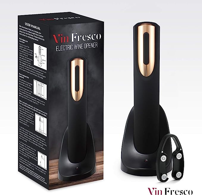 Vin Fresco Electric Wine Opener with Charging Base & Foil Cutter - Automatic Wine Bottle Opener -... | Amazon (US)