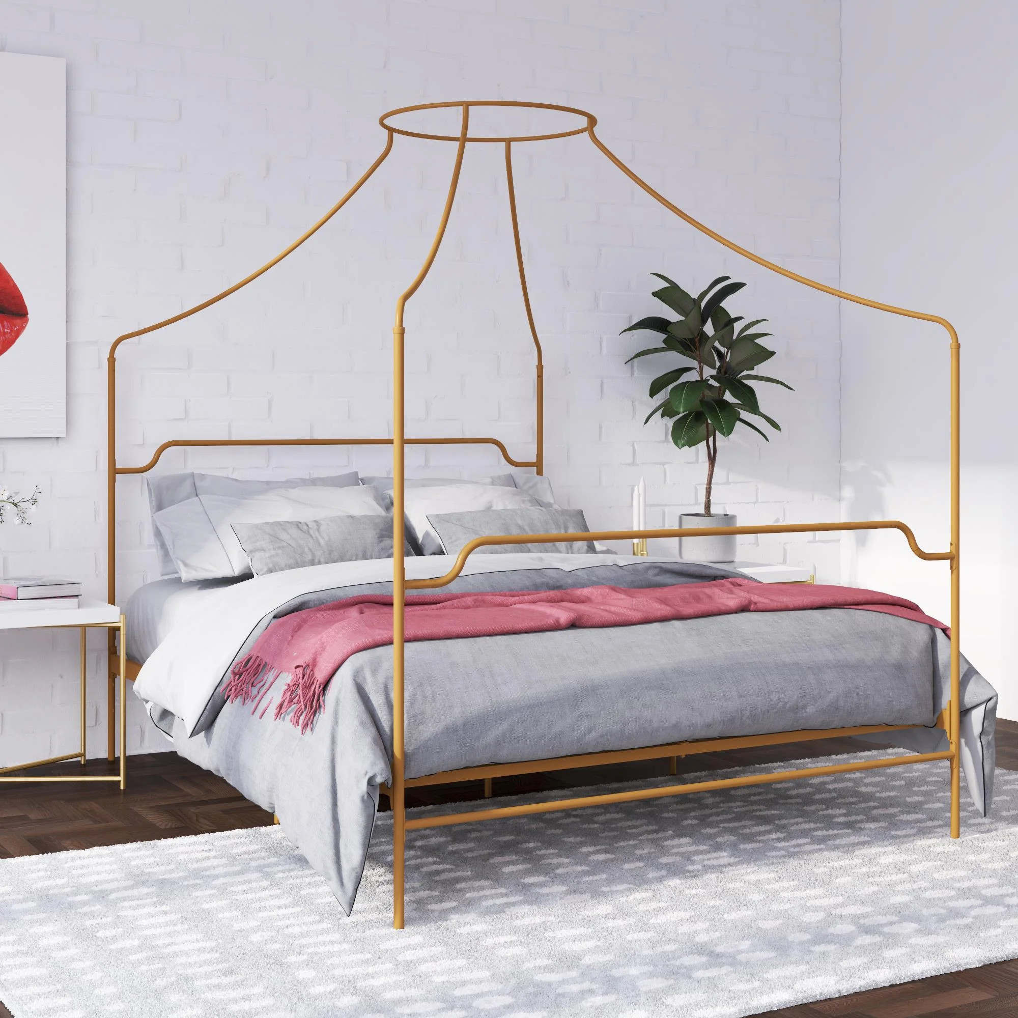 Novogratz Camilla Metal Canopy Bed, Full Size Frame, Gold - Walmart.com | Walmart (US)
