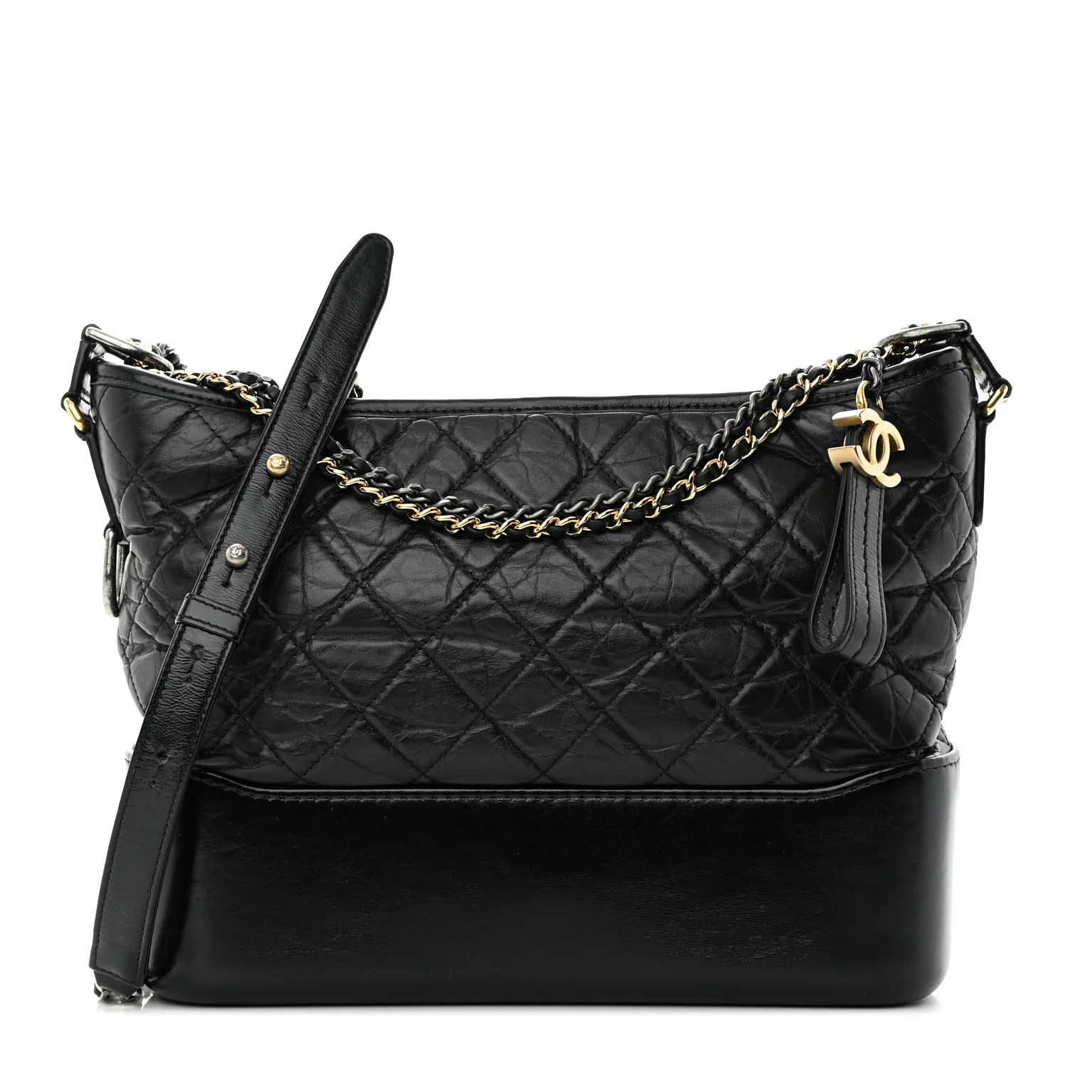 Aged Calfskin Quilted Medium Gabrielle Hobo Black | FASHIONPHILE (US)