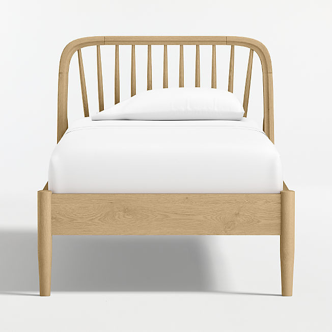 Bodie Spindle Natural Oak Wood Kids Twin Bed + Reviews | Crate & Kids | Crate & Barrel