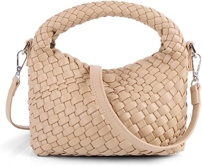 Women Woven Tote Small Crossbody Bag, Weave Quilted Purse Square Shoulder Bag Woven Handbag with ... | Amazon (US)