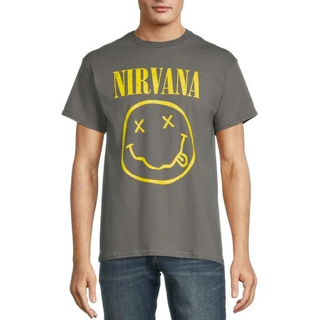 Nirvana All Gender Smiley Logo Graphic Tee Shirt, Men's Sizes S-3XL | Walmart (US)