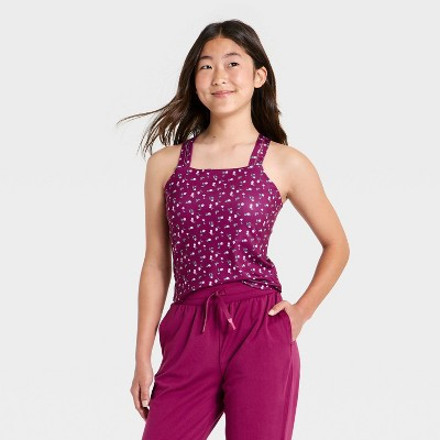 Girls' Ladder Trim Active Tank Top - All In Motion™ Dark Mauve XL | Target