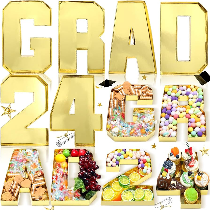 Mooliwe 6 Pcs Charcuterie Letters Fillable Gold Graduation Party Decorations Class of 2024 Cardbo... | Amazon (US)