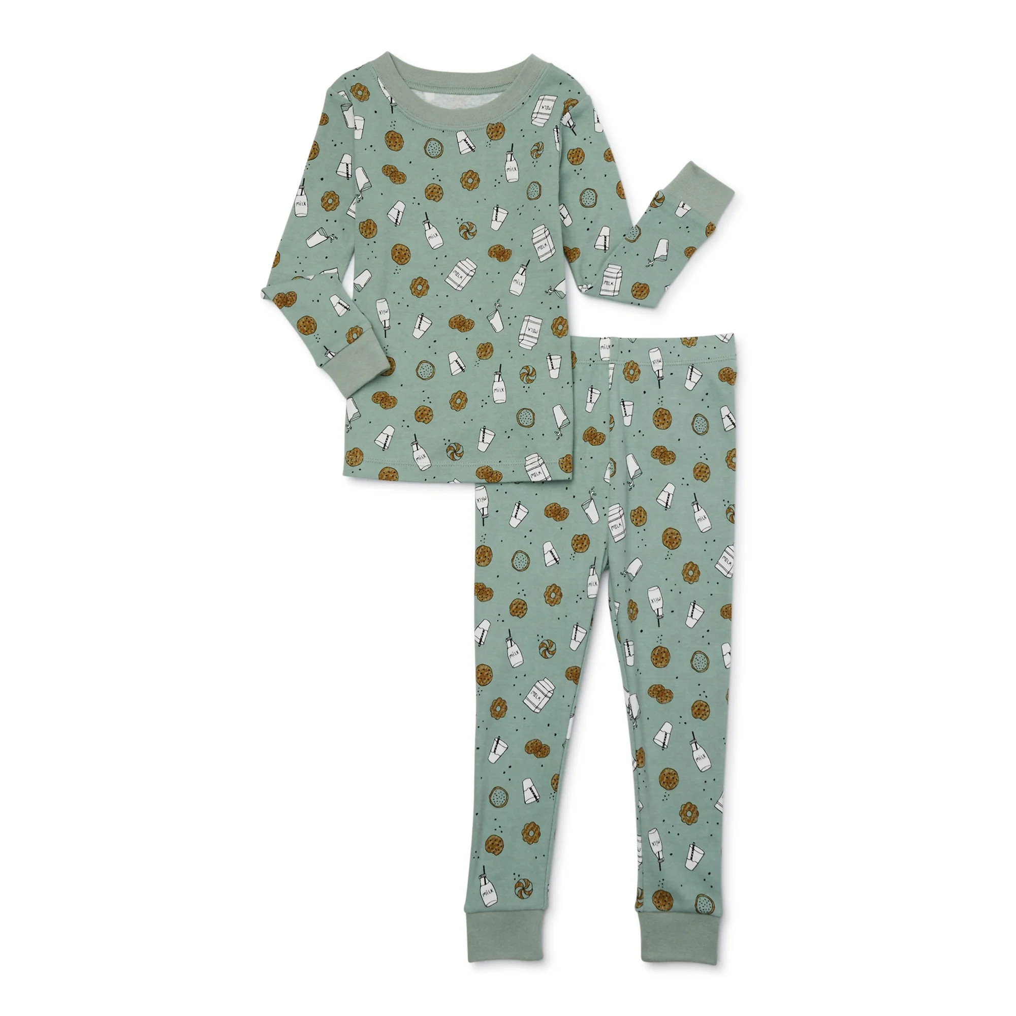 Wonder Nation Toddler Long-Sleeve Long Pants Snug-Fit Cotton Pajama Set, 2-Piece, Sizes 12M-5T | Walmart (US)
