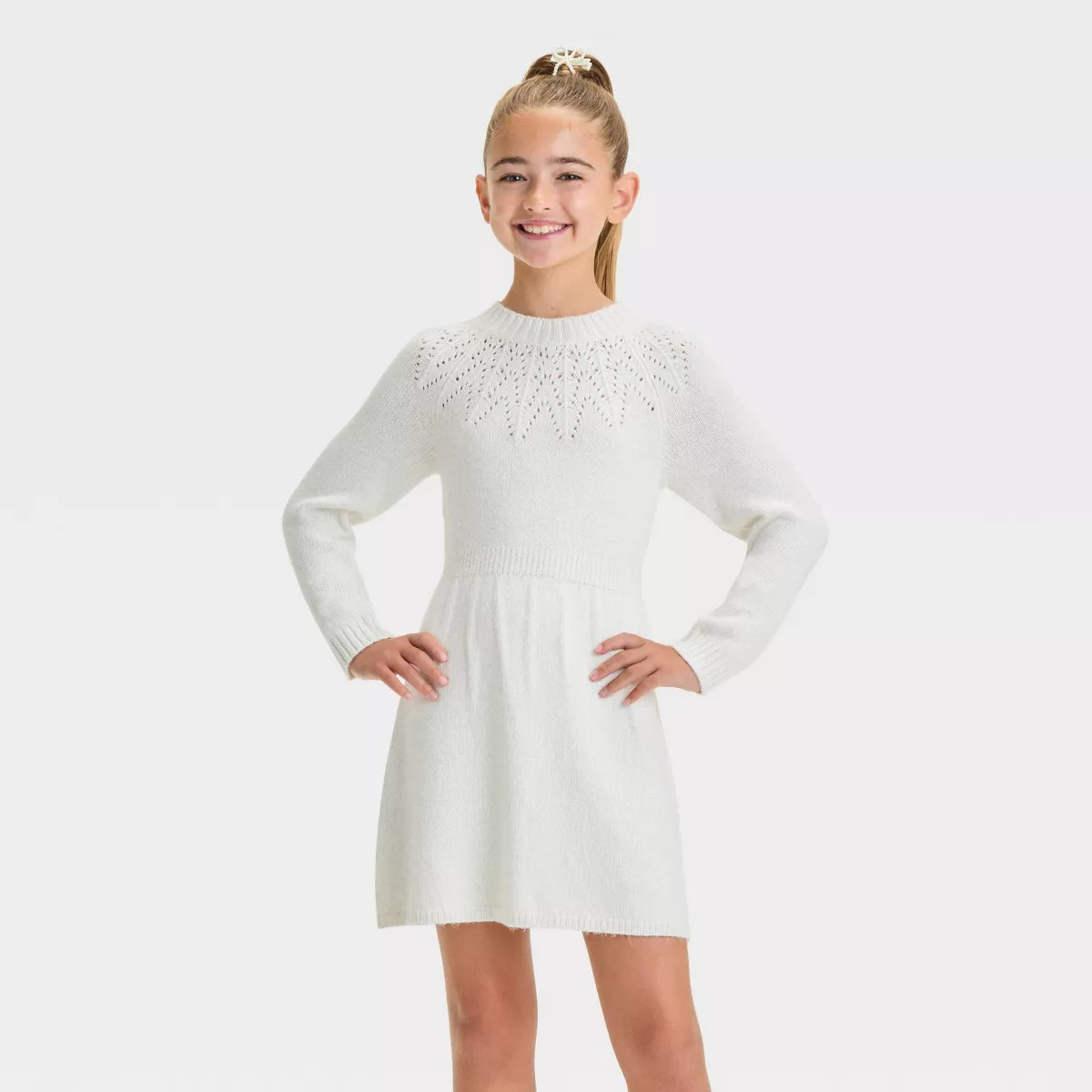 Girls' Pointelle Long Sleeve Sweater Dress - Cat & Jack™ | Target