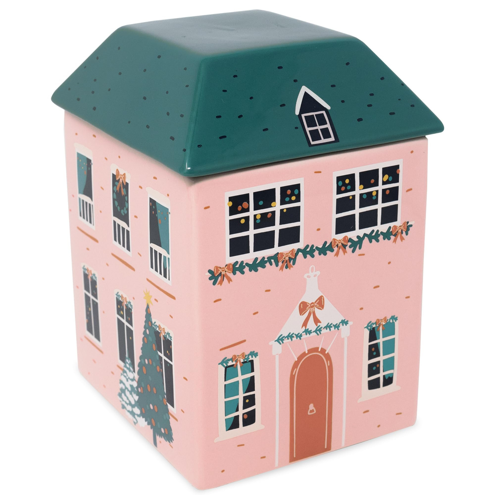 Steel Mill & Co 7" Tall Ceramic Cookie Jar, Christmas Cottage Design, Holiday Treat Storage and F... | Amazon (US)