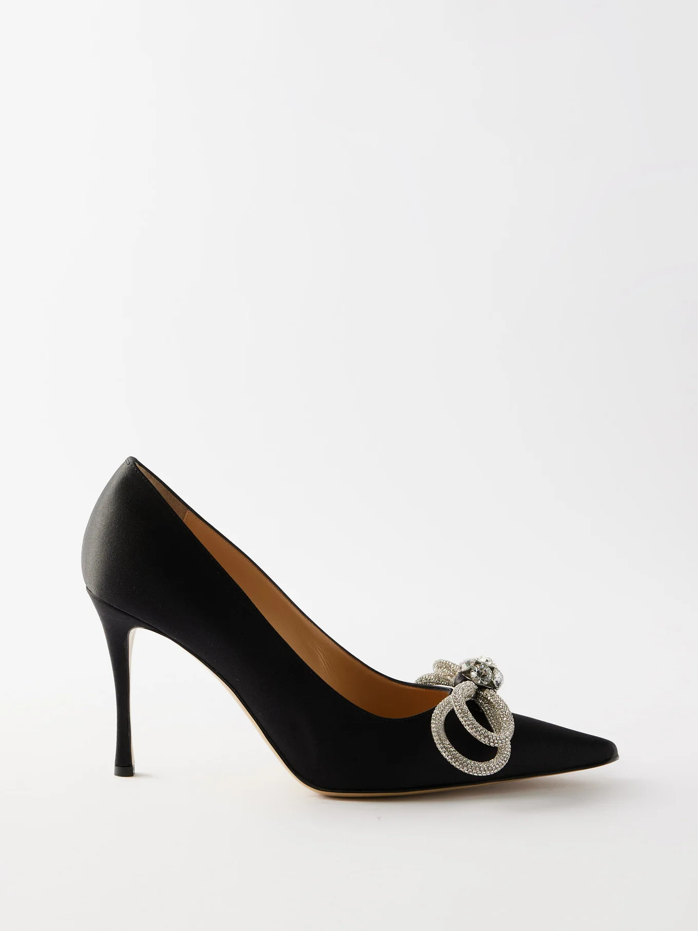 Double Bow 95 crystal and silk-satin pumps | Matches (UK)