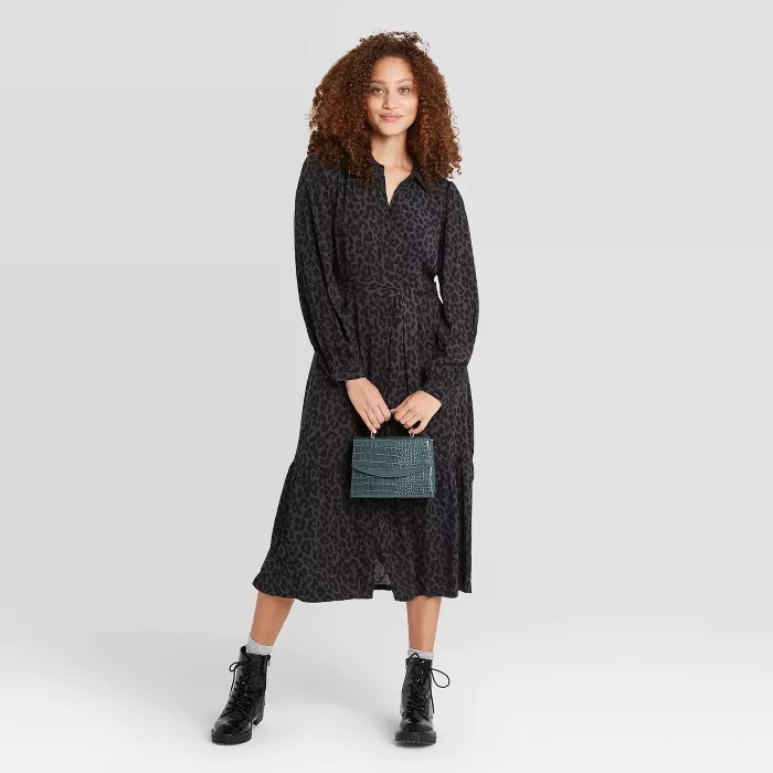 Women's Long Sleeve Tie Waist Shirtdress - A New Day™ | Target