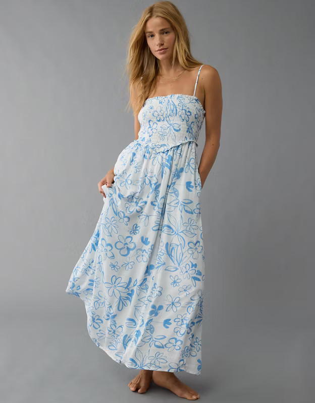 AE Smocked Waist Midi Dress | American Eagle Outfitters (US & CA)