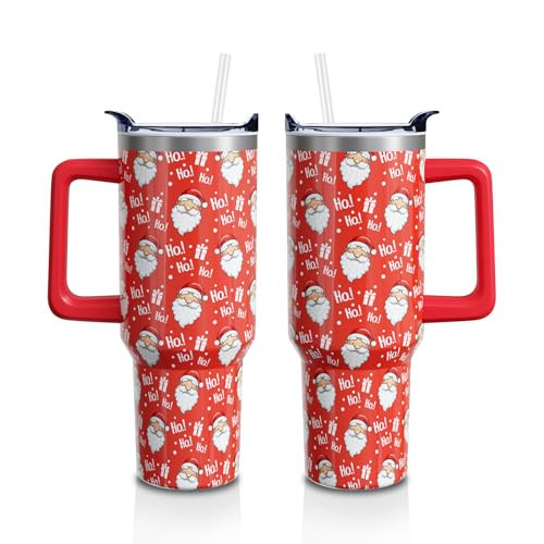 Sabobo Red Christmas Santa Claus Gifts 40oz Tumbler with Handle and Straw | Amazon (US)