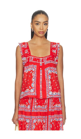 The Victorian Pleat Tank in Red Sailboat Bandana | Revolve Clothing (Global)