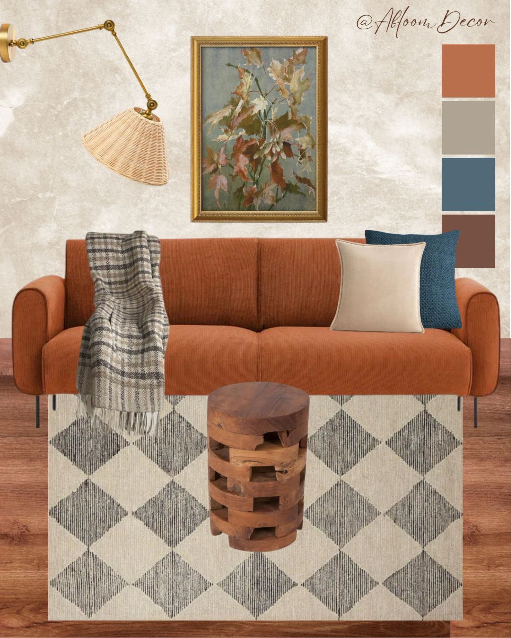 Such beautiful living room furniture and decor from Wayfair. The burnt orange and blue hues are so cozy.

#LTKHome