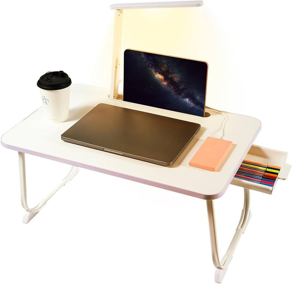 Laptop Desk for Bed Lap Desk with LED Desk Light, Foldable Laptop Bed Table with Storage Drawer, ... | Amazon (US)