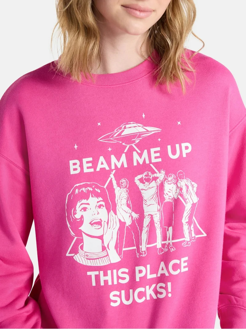 Netflix Stranger Things Oversized Fleece Sweatshirt from No Boundaries, Women’s Plus | Walmart (US)