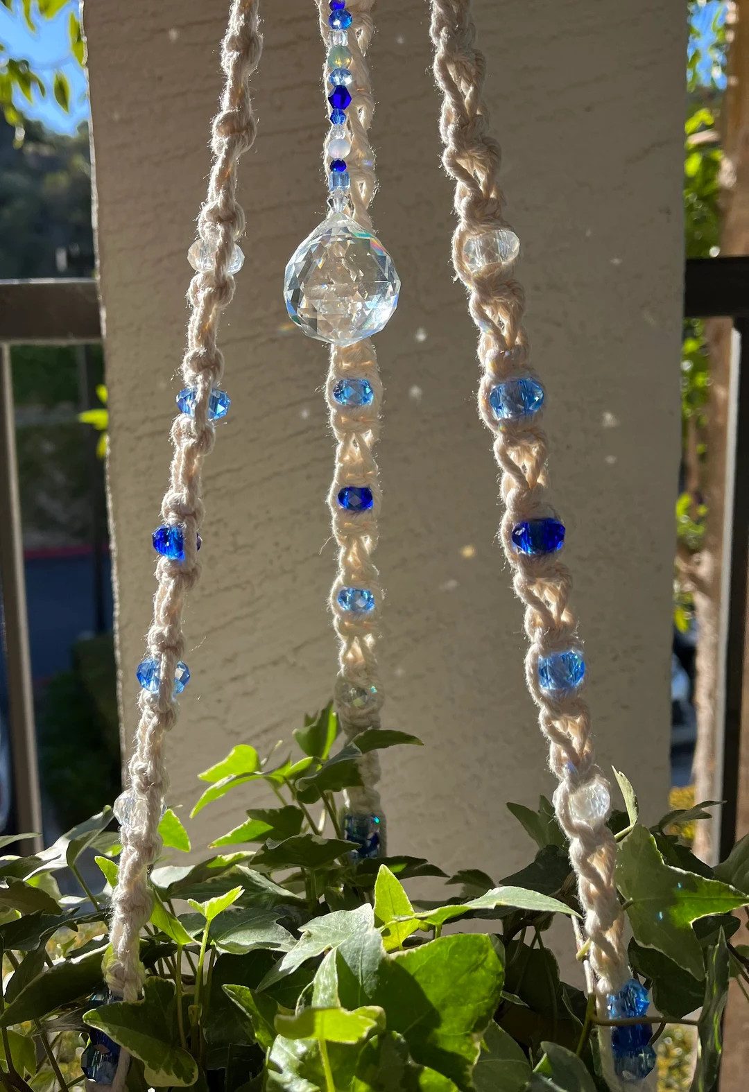 Blue Moon Crystal Macrame Plant Hanger - Etsy | Etsy (US)