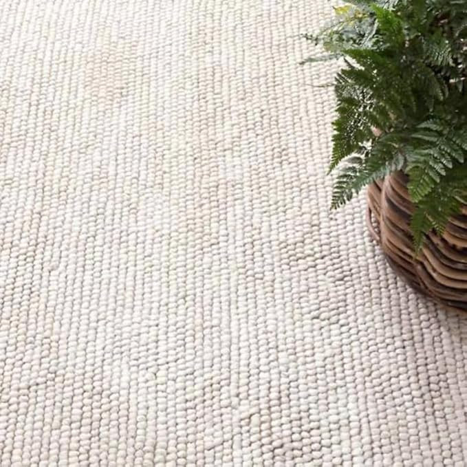 S & L Homes Wool Cotton Hand Woven Chunky Knit Popcorn Rug - Ivory Contemporary Area Rug for Livi... | Amazon (US)