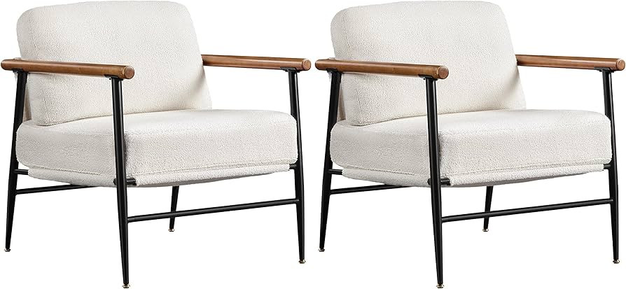 Yaheetech Modern Boucle Accent Chair, Reading Fuzzy Chair Lounge Chair with Metal Frame, Plush Ba... | Amazon (US)