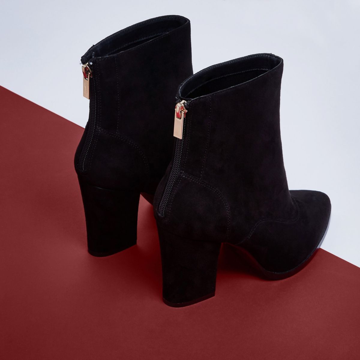 River Island Womens Black pointed toe block heel ankle boots | River Island (UK & IE)