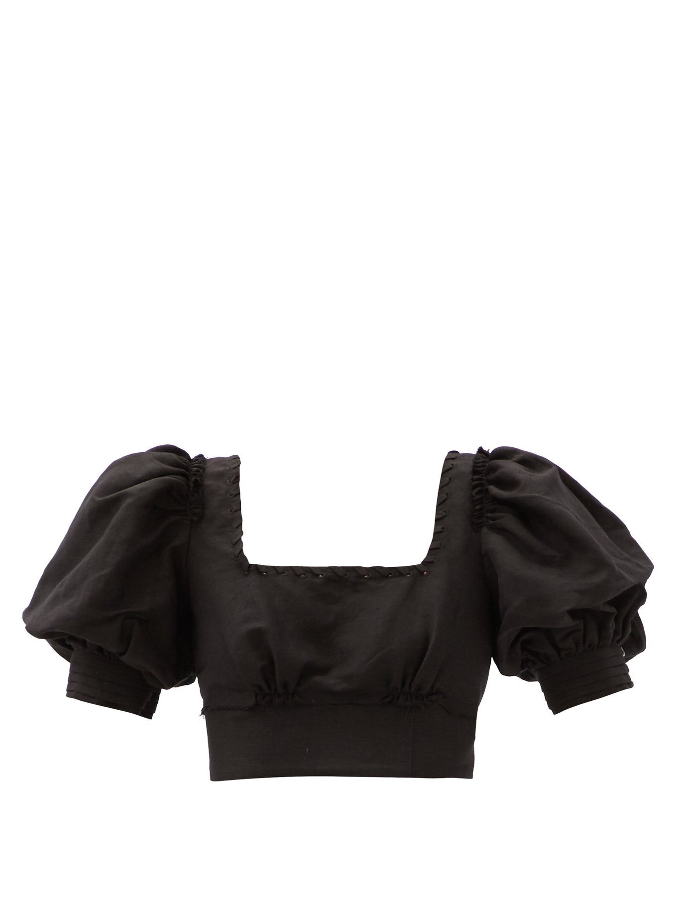 Unlace cropped linen-blend top | Matches (US)