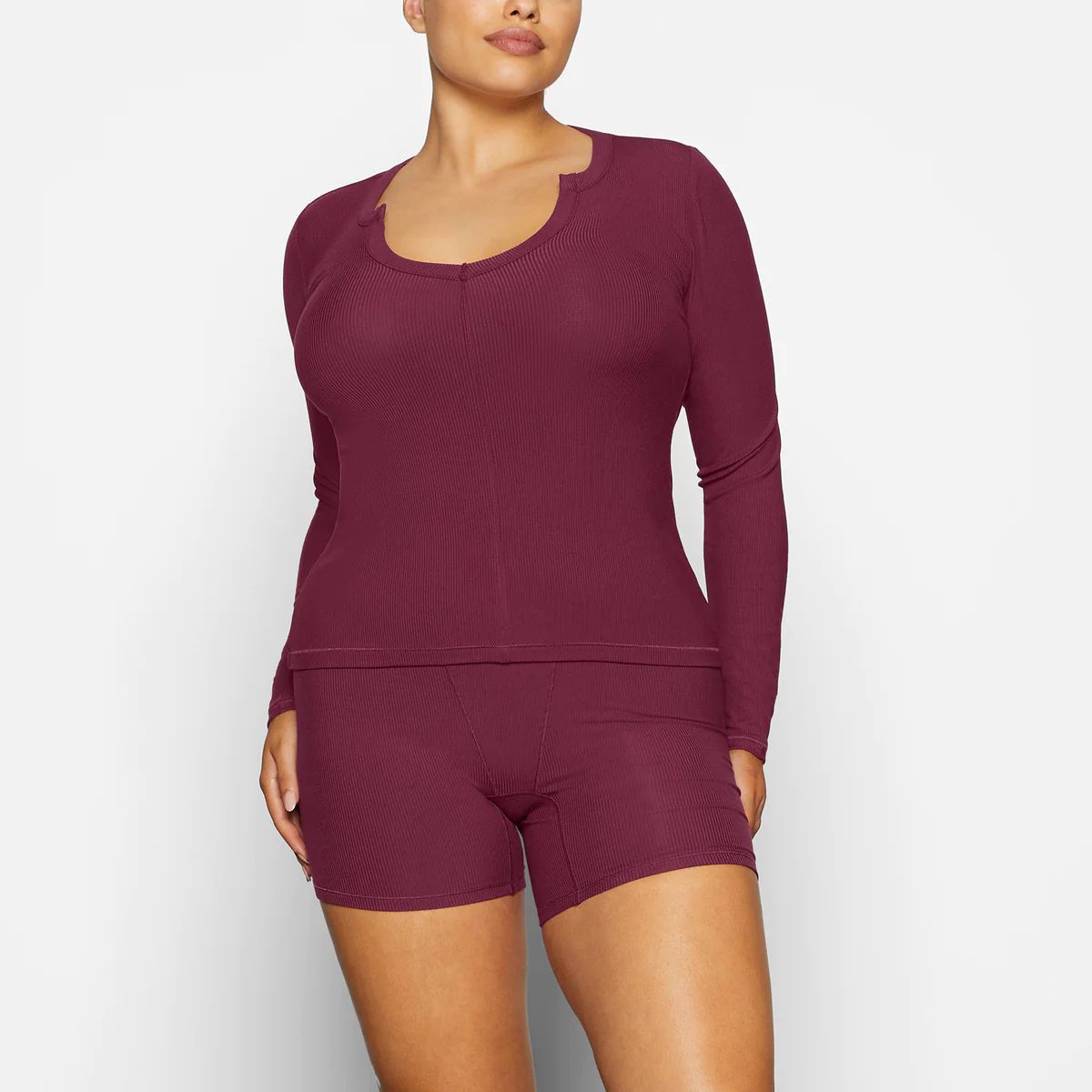 SOFT LOUNGE SPLIT NECK LONG SLEEVE | SKIMS (US)