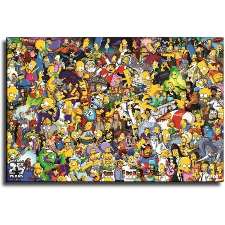 Jigsaw Puzzles 1000 Piece For Adults -The Simpsons Characters Simpsons Poster Wooden Puzzle Fun G... | Walmart (US)