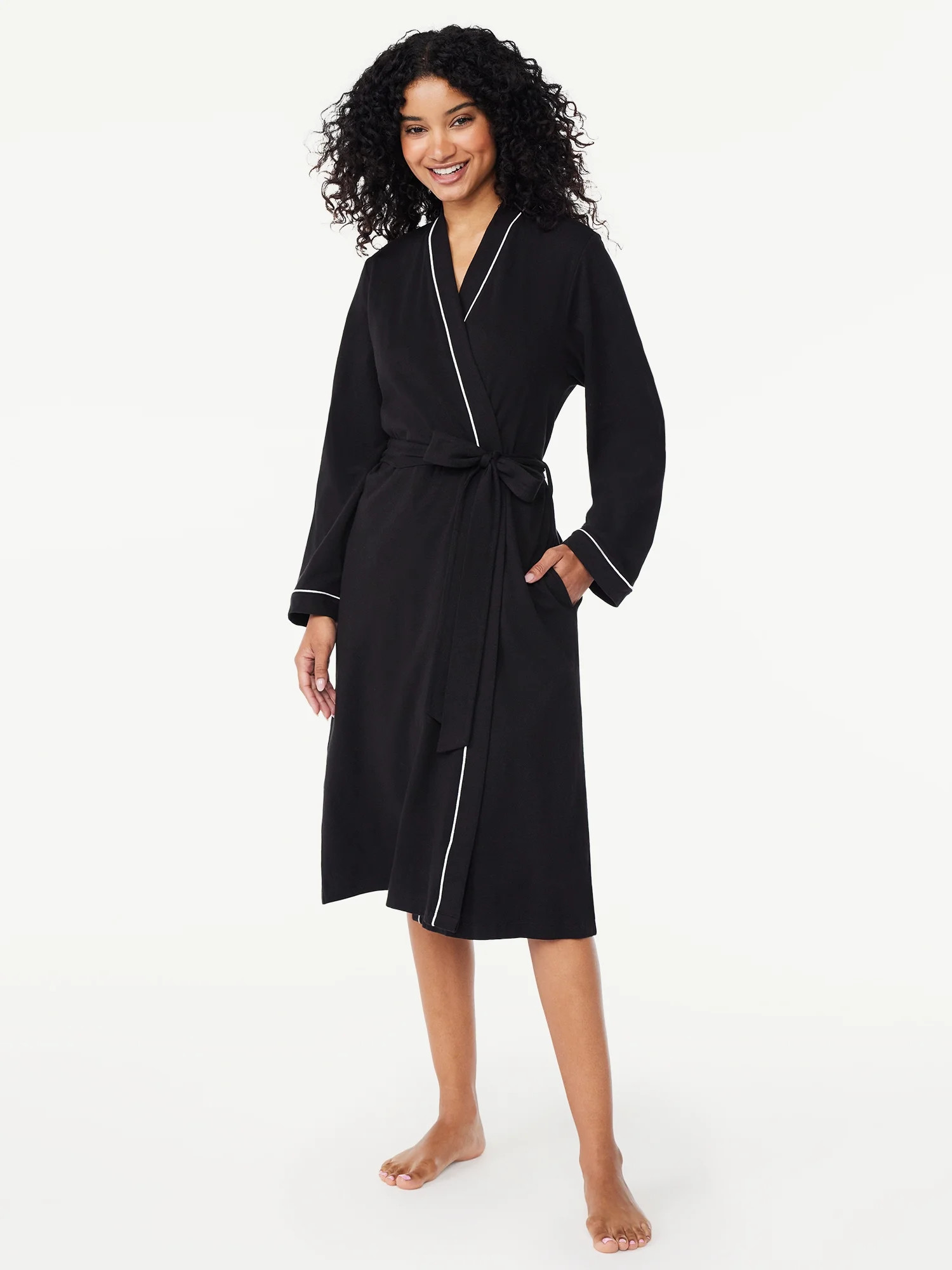 Joyspun Women’s Cotton Blend Long Sleeve Wrap Robe, Sizes S to 3X | Walmart (US)