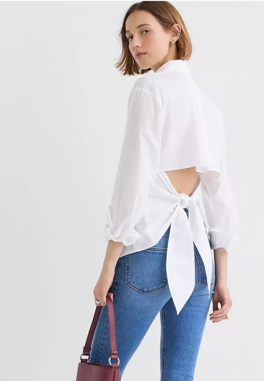 Classic white button up from the front. Party in the back! 

#LTKMidsize #LTKSaleAlert #LTKootd