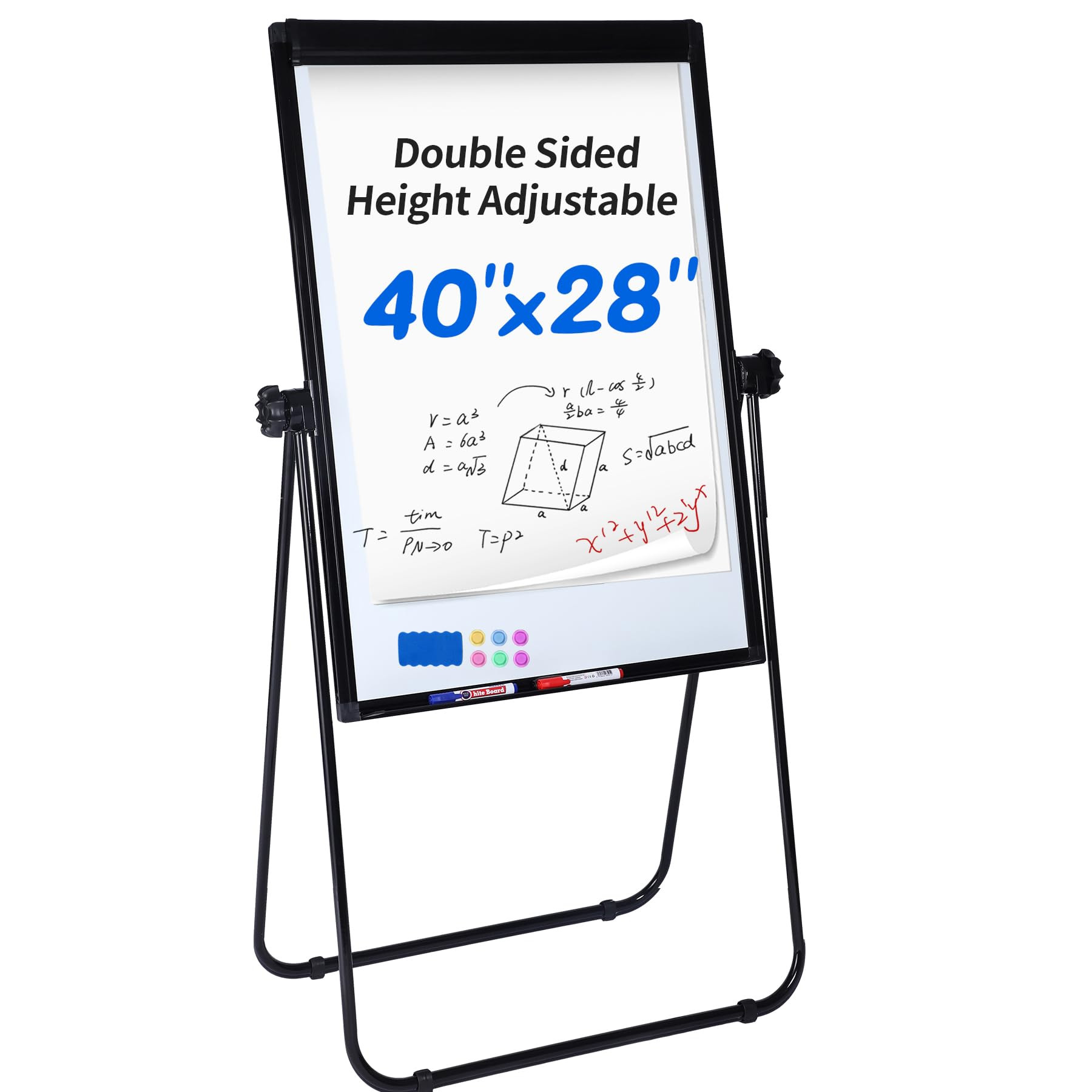 40"x28" Double Sided Magnetic Dry Erase Board Easel Stand | Height Adjustable Whiteboard w/ 360°... | Amazon (US)