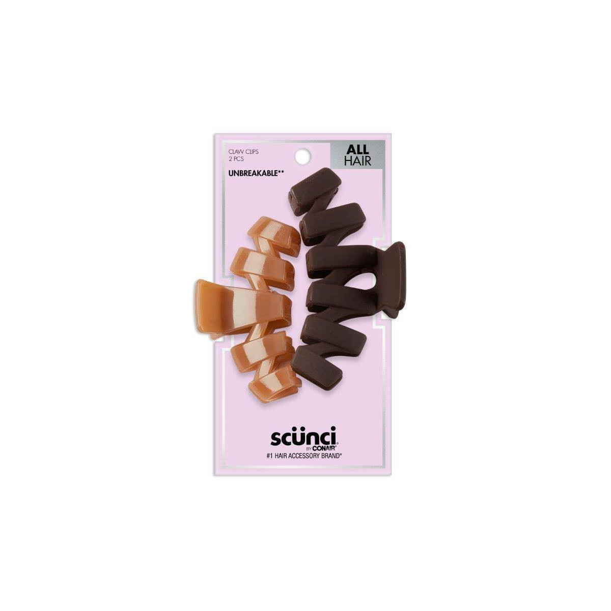 scünci Unbreakable Zigzag Plastic Claw Clips - Mixed Finish - Brown/Light Brown - All Hair - 2pc... | Target