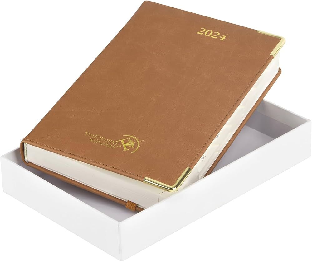 POPRUN Daily Planner 2024 One Page per Day with Vegan Leather Hardcover - Agenda 2024 Hourly Appo... | Amazon (CA)