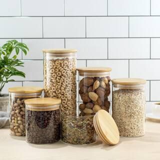 JoyFul 6-Piece Kitchen Storage Jars with Airtight Bamboo Clamp Lids | The Home Depot