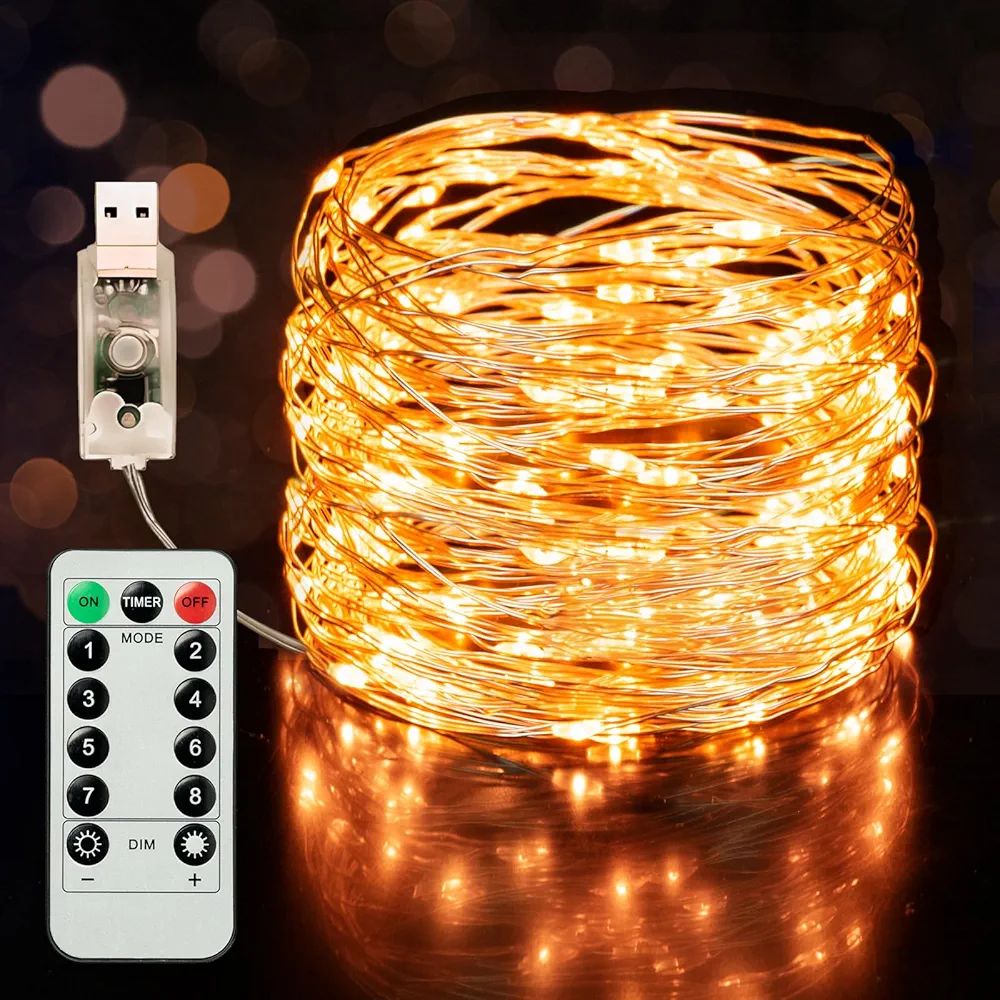 Twinkle Star Copper String Lights Fairy String Lights 8 Modes LED String Lights USB Powered with ... | Amazon (US)