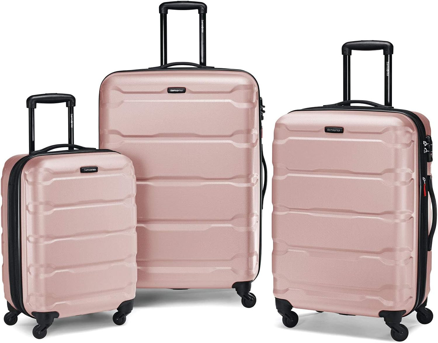Samsonite Omni PC Hardside Expandable Luggage with Spinner Wheels, Black, 3-Piece Set (20/24/28) | Amazon (US)