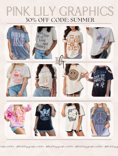 All Pink Lily graphics are 30% off right now w/ code SUMMER🤎 I order the L for an oversized fit! 

Tees / sale / Garth brooks / concert outfits / tshirt / Holley Gabrielle / casual 

#LTKfindsunder50 #LTKsalealert #LTKstyletip