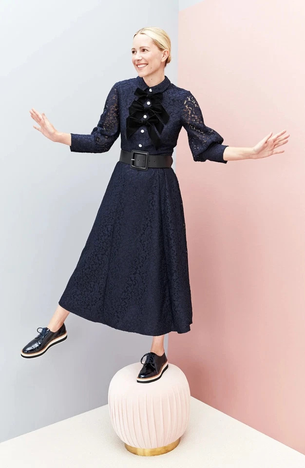 women navy Halogen® x Atlantic-Pacific Bow Detail Lace Midi Dress size 12  | eBay | eBay US