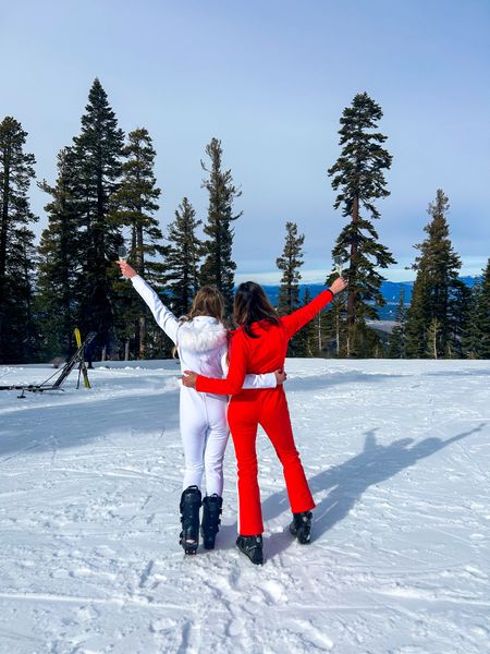 Obsessed with these white and red ski suits. They’re fleece lined and water proof. I’ve worn the white one skiing two seasons in a row (6+ days on the mountain) and it’s held up well! I’m wearing a size small and tagged some of my favorite ski accessories like budget helmet, googles and heated gloves.

#LTKSeasonal #LTKtravel #LTKfitness