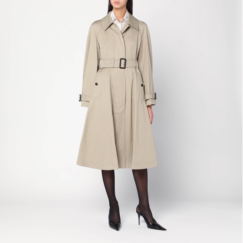 Long beige gabardine Ellingham car coat | The Double F