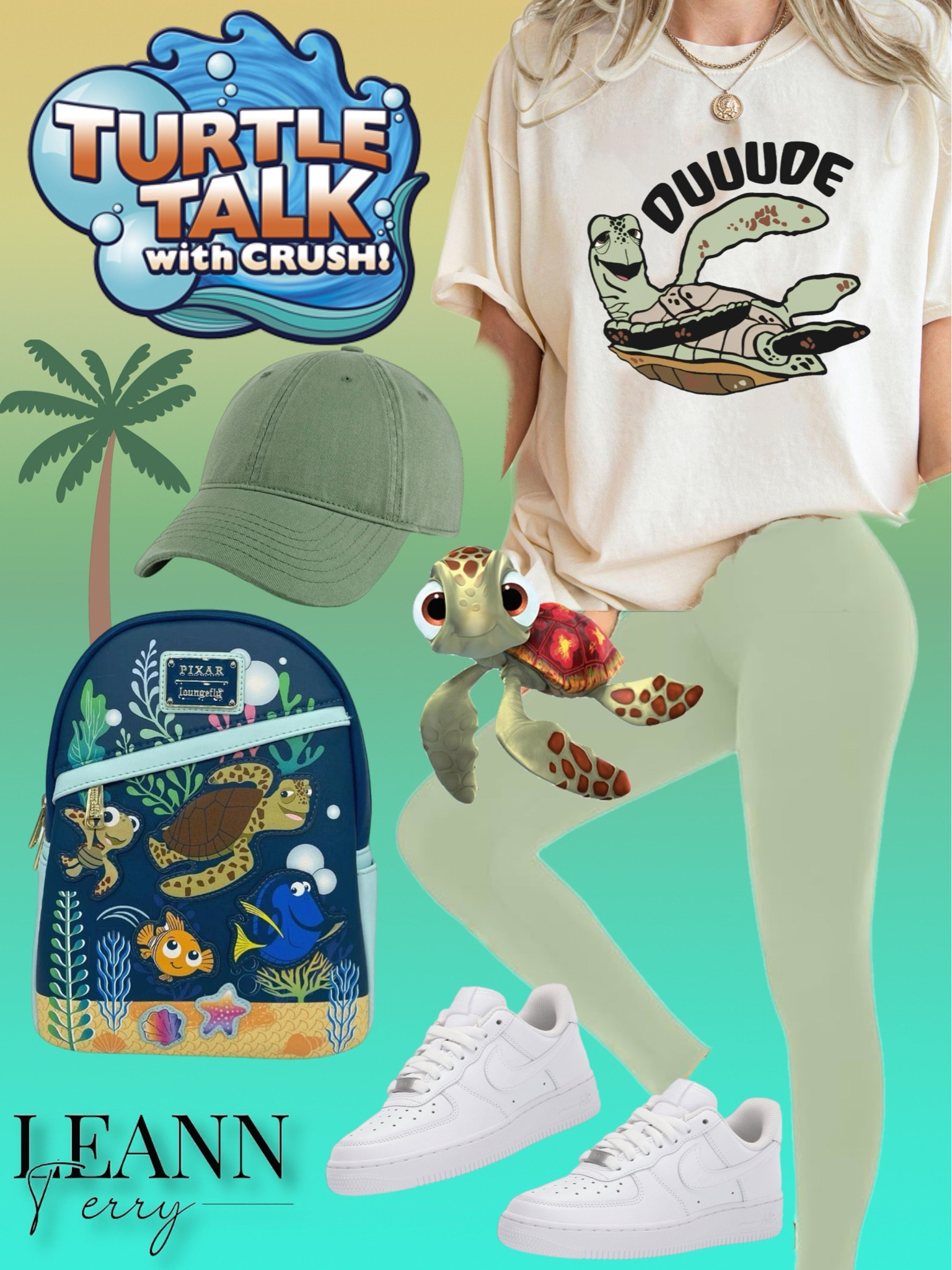 Diving into fun with my Turtle Talk inspired outfit! 🐢💬 #OceanAdventureStyle #CaliforniaAdventure #DisneyBounding #PixarMagic