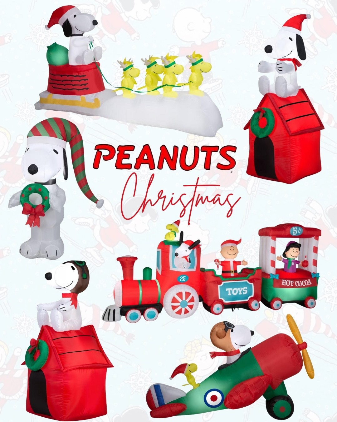 Bring a little nostalgia to your yard this season with these adorable Peanuts Christmas inflatables 🎄✨ From Snoopy’s sleigh to the hot cocoa train, these are the cutest holiday decor pieces that make everyone smile. Perfect for front yards, porches, or walkways — and they’re all on Amazon! 🐾🎅 #PeanutsChristmas #HolidayDecor #ChristmasInflatables 

#LTKSeasonal #LTKHoliday