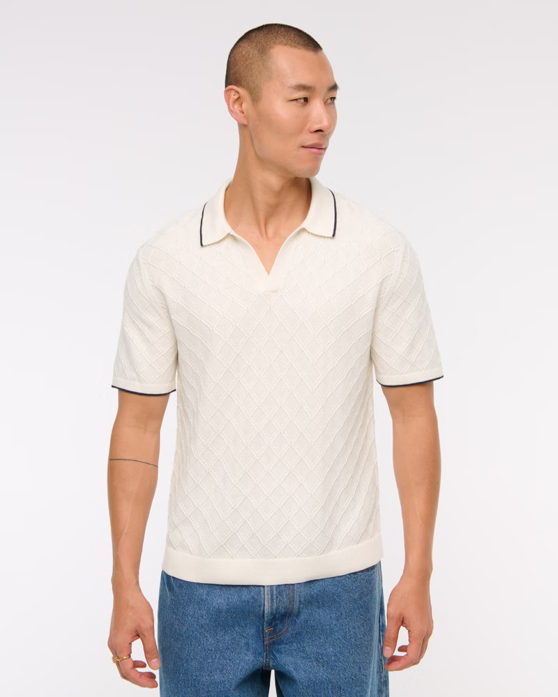 Preppy Tipped Johnny Collar Sweater Polo | Abercrombie & Fitch (US)