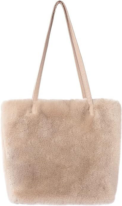 Fur Story Tote Bag Faux Fur Purses for Women Plush Handbag Fuzzy Shoulder Bag Big Capacity Black ... | Amazon (US)