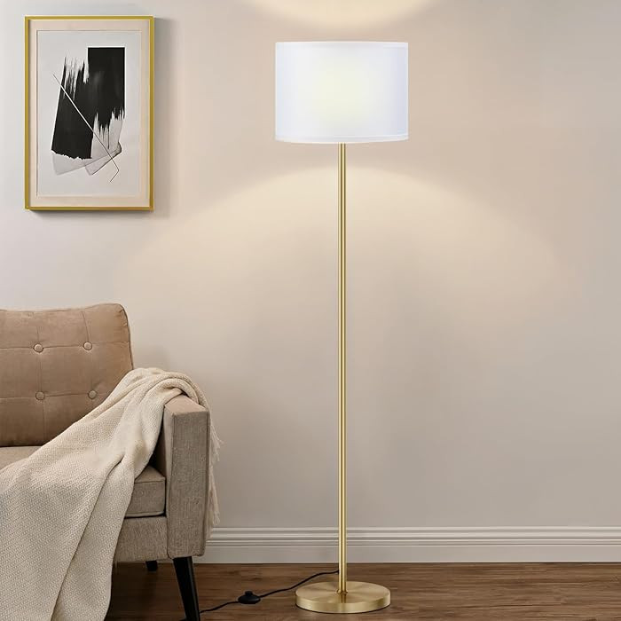 60'' Modern Floor Lamp with Shade, Tall Lamps for Living Room, Bedroom, Office, Dining Room, Whit... | Amazon (US)