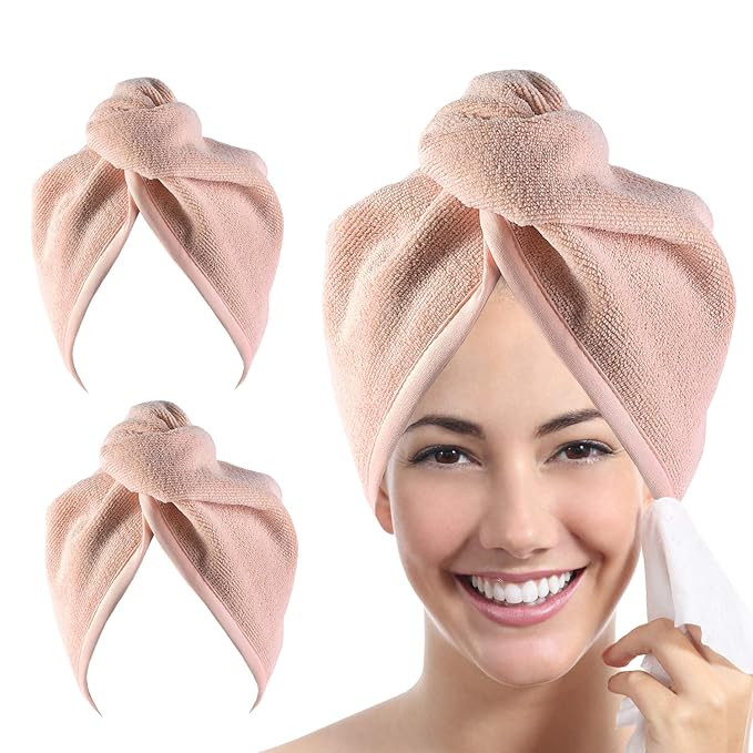 YoulerTex Microfiber Hair Towel Wrap for Women, 2 Pack 10 inch X 26 inch, Super Absorbent Quick D... | Amazon (US)