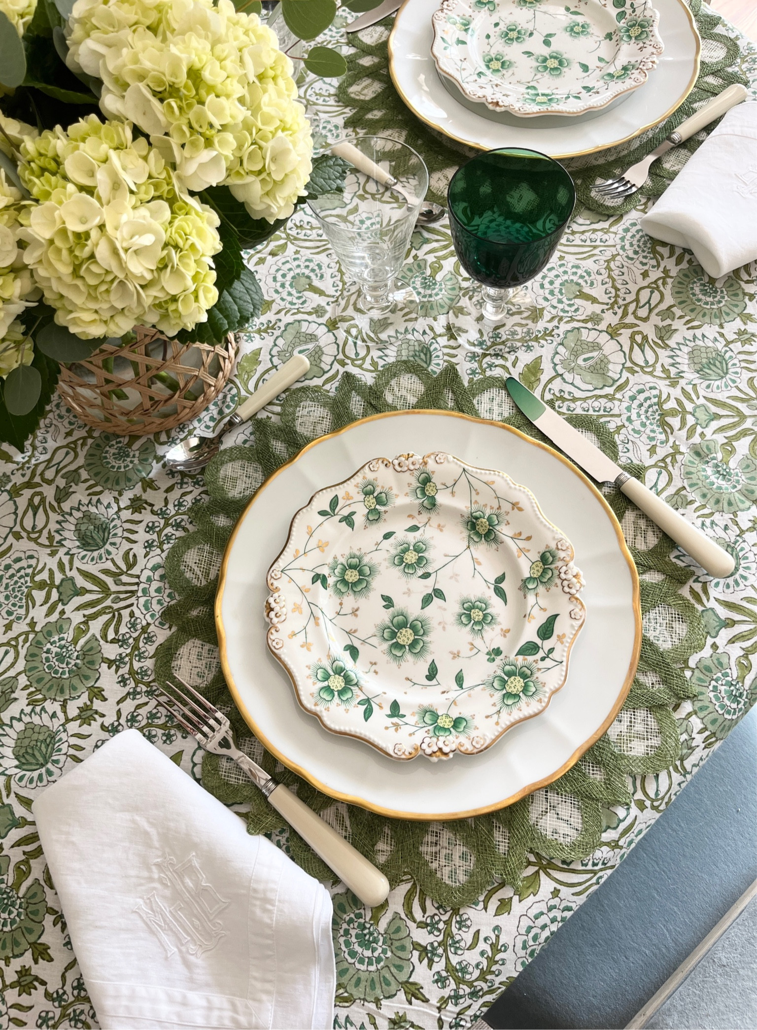 Garden party indoors! Mix it up - lots of different pieces new and old in shades of green make a lush table. Salad plates are old but similar linked!

#LTKParties #LTKHome #LTKFamily