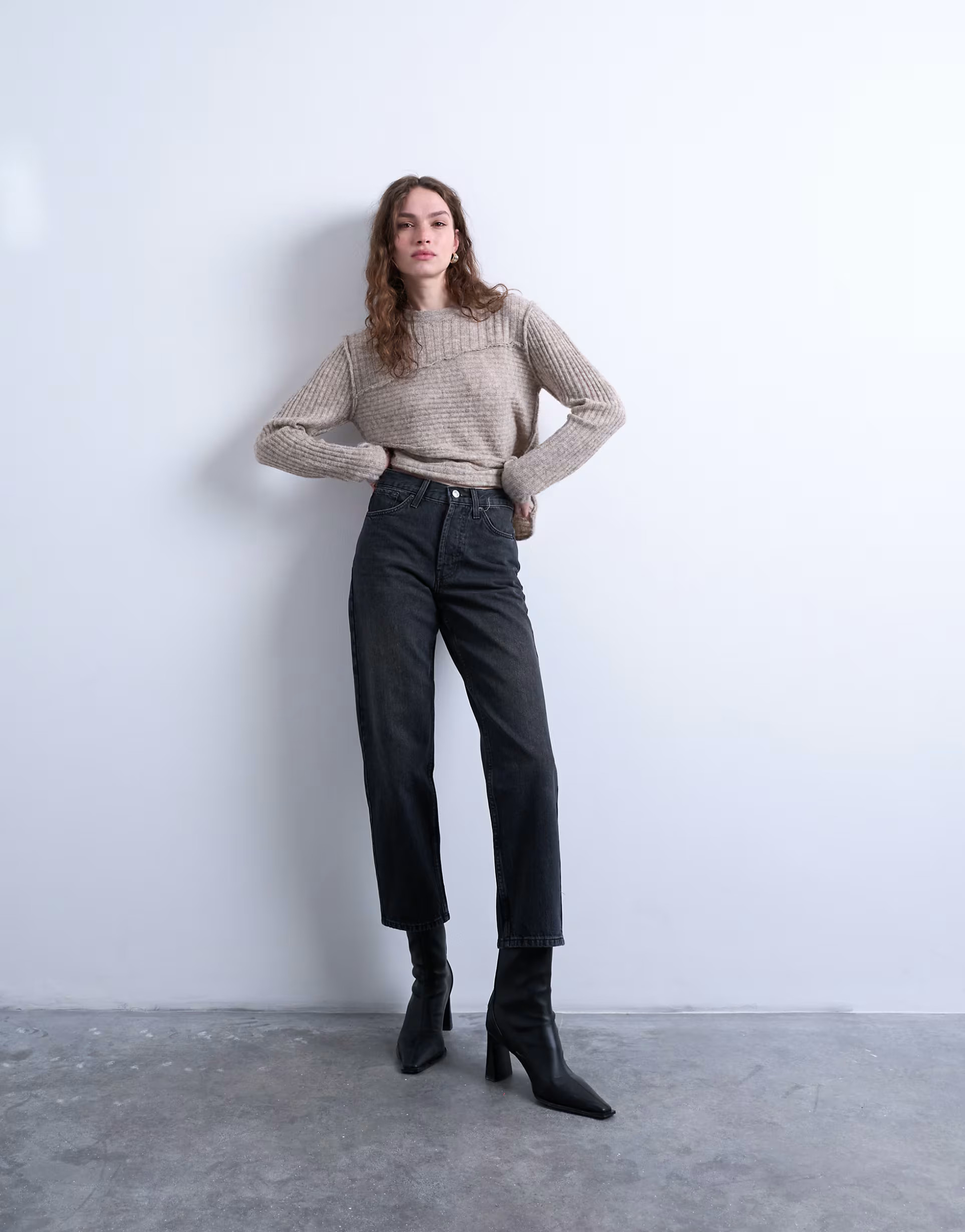Topshop Runway mid rise straight cropped jean in washed black | ASOS (Global)