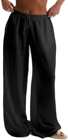RoseSeek Women's Beach Cover Ups Wide Leg Loose Linen Pants Swimsuit Coverup Summer Vacation Outf... | Amazon (US)