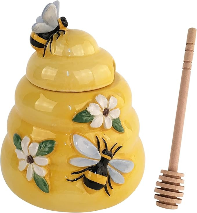 Blue Sky Clayworks Delightfully Yellow Hive and Flower Honey Pot | Amazon (US)